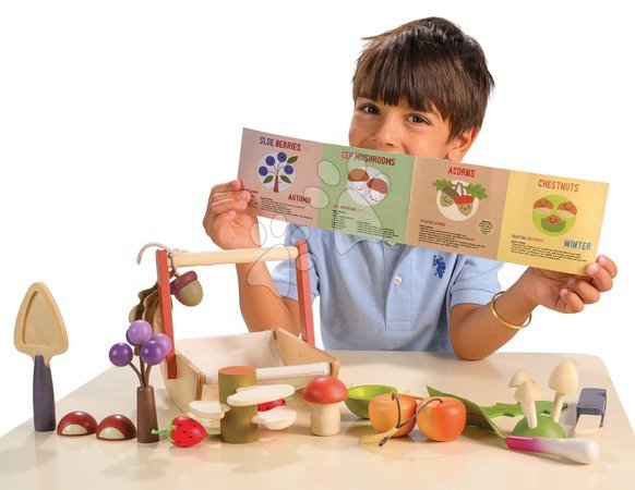 Holzspielzeug - Holzkorb zum Sammeln von Waldfrüchten Wild Wood Foraging Trug Tender Leaf Toys - 6