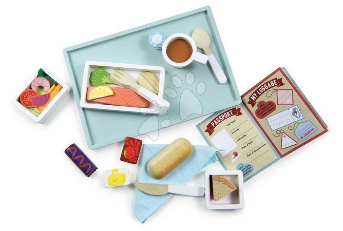Spielküchen aus Holz - Holz-Serviertablett mit Flugzeugmahlzeit Airline Meal Tray  Tender Leaf Toys - 2