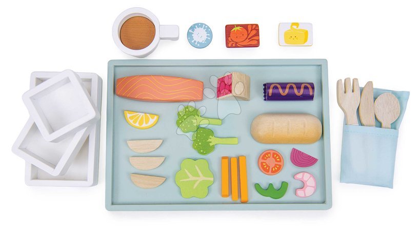Spielküchen aus Holz - Holz-Serviertablett mit Flugzeugmahlzeit Airline Meal Tray  Tender Leaf Toys - 3