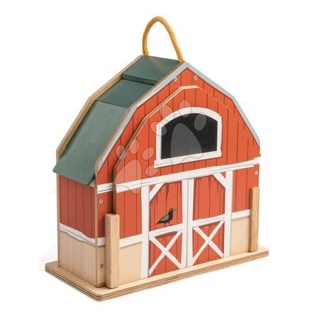 Fa babaházak  - Fa tanya traktorral Little Barn Tender Leaf Toys - 3