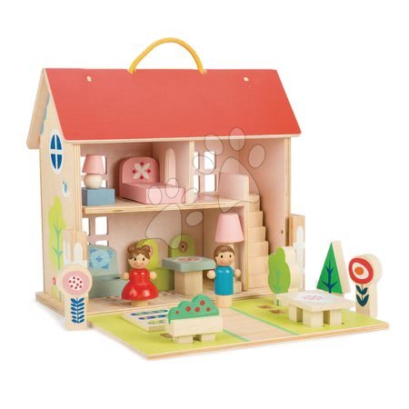 Dřevěné hračky Tender Leaf Toys - Dřevěný domeček pro panenku Dolls house Tender Leaf Toys s 2 postavičkami, nábytkem a 18 doplňků