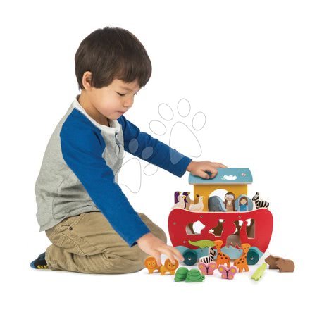 Hračky pro miminka Tender Leaf Toys - Dřevěná Noemova archa Noah's Shape Sorter Ark Tender Leaf Toys 23dílná s postavičkami, rozebíratelná od 18 měs_1