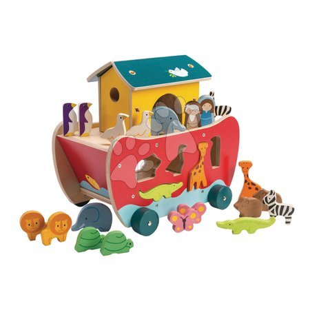 Dřevěné didaktické hračky - Dřevěná Noemova archa Noah's Shape Sorter Ark Tender Leaf Toys