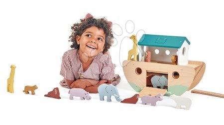 Jucării din lemn  - Arca lui Noe din lemn cu animăluțe Noah's Wooden Ark Tender Leaf Toys_1