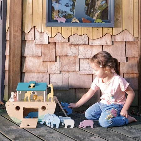 Lesene didaktične igrače - Lesena Noetova barka z živalcami Noah's Wooden Ark Tender Leaf Toys - 5