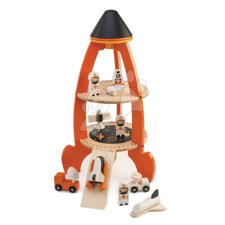 Dřevěné hračky - Dřevěná raketa s kosmonauty Cosmic rocket Tender Leaf Toys