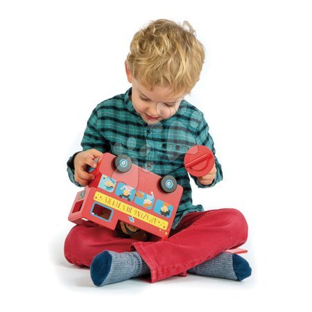 Fa kisautók - Fa emeletes autóbusz London Bus Money Box Tender Leaf Toys - 2