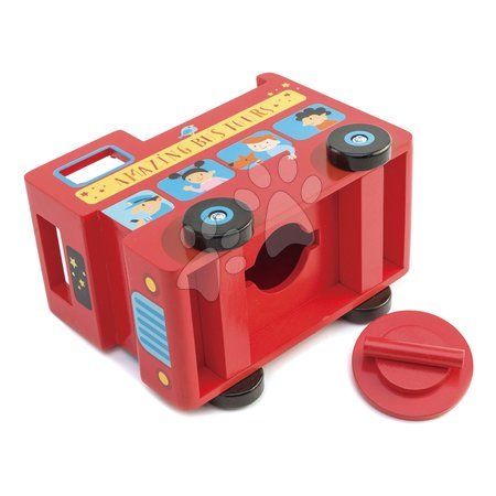 Fa kisautók - Fa emeletes autóbusz London Bus Money Box Tender Leaf Toys - 4