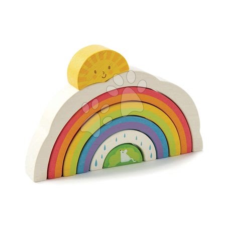 Jucării pentru copilași de la 1 la 2 ani - Tunel din lemn din curcubeu Rainbow Tunnel Tender Leaf Toys