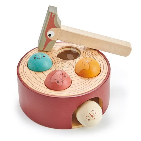 Hračky pro miminka Tender Leaf Toys - Dřevěná zatloukačka Woodpecker Game Tender Leaf Toys s kladivem a 4 míčky od 18 měsíců