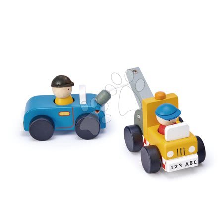 Fa kisautók - Fa vontatókocsi autóval Tow Truck Tender Leaf Toys