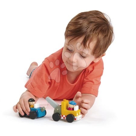 Fa kisautók - Fa vontatókocsi autóval Tow Truck Tender Leaf Toys - 1