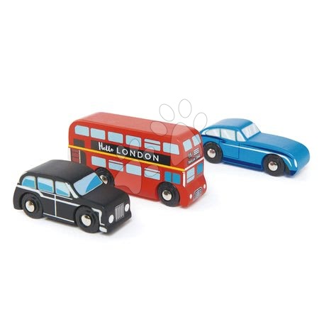 Fa kisautók - Fa városi járművek London Car Set Tender Leaf Toys - 1