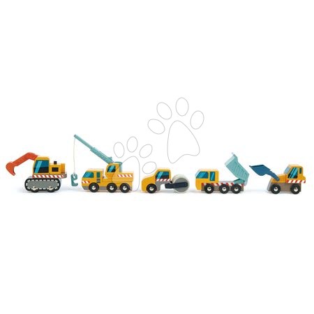 Dřevěná auta  - Dřevěná pracovní auta Construction Site Tender Leaf Toys - 3