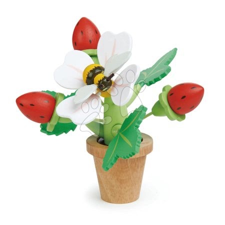 Fa gyerekjátékok - Fa eper bokor virágcserépben Strawberry Flower Pot Tender Leaf Toys