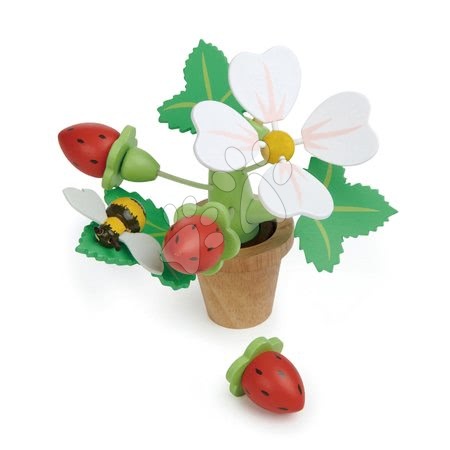 Holzspiele für Berufe - Erdbeeren aus Holz in einem Topf  Strawberry Flower Pot Tender Leaf Toys_1