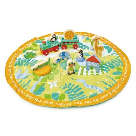 Jucării din lemn  - Parc din lemn cu animăluțe Safari Park Story Bag Tender Leaf Toys