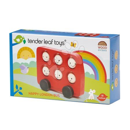 Fa kisautók - Fa autóbusz arcokkal Happy London Bus Tender Leaf Toys - 3