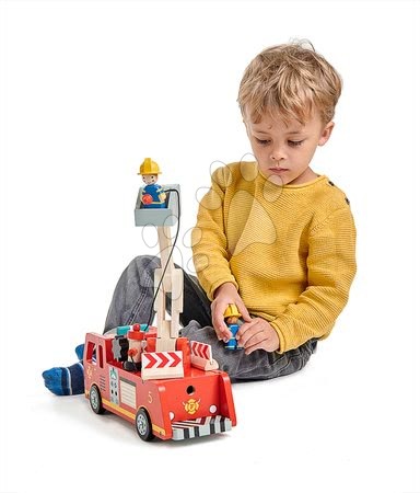 Dřevěná auta  - Dřevěné hasičské auto Fire Engine Tender Leaf Toys - 3
