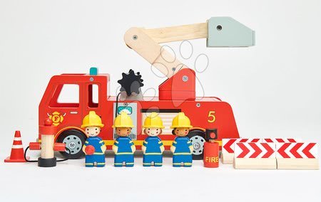 Dřevěná auta  - Dřevěné hasičské auto Fire Engine Tender Leaf Toys - 4
