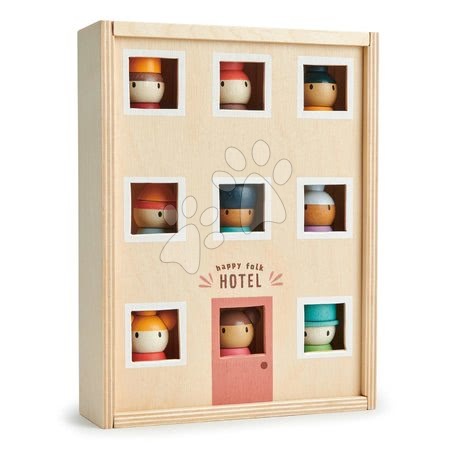 Hračky pro miminka - Dřevěný hotel Happy Folk Hotel Tender Leaf Toys s 9 postavičkami v pokojích_1