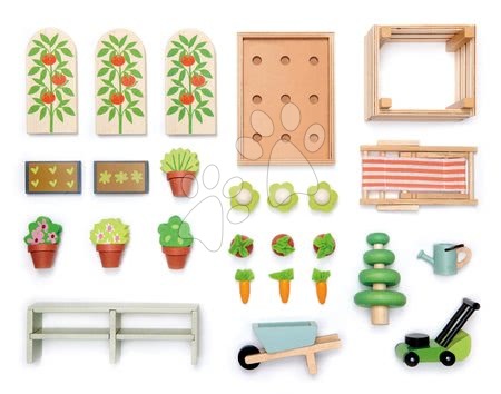 Dřevěné domky pro panenky - Dřevěný skleník Greenhouse and Garden Set Tender Leaf Toys - 1