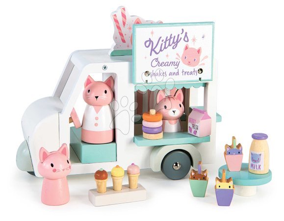 Ab 3 bis 6 Jahren - Holz-Auto mit Milchbar Kitty’s Milkshake Van Tender Leaf Toys