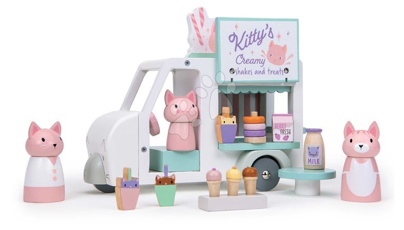 Holzautos - Holz-Auto mit Milchbar Kitty’s Milkshake Van Tender Leaf Toys - 4