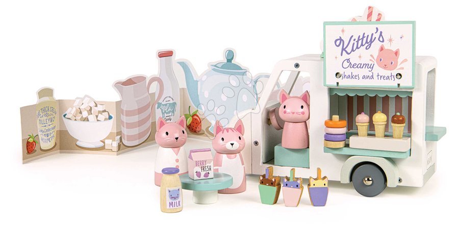 Holzautos - Holz-Auto mit Milchbar Kitty’s Milkshake Van Tender Leaf Toys - 8