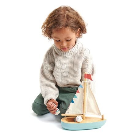 Dřevěné didaktické hračky - Dřevěná plachetnice Sailaway Boat Tender Leaf Toys - 3