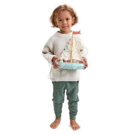 Dřevěné didaktické hračky - Dřevěná plachetnice Sailaway Boat Tender Leaf Toys - 7