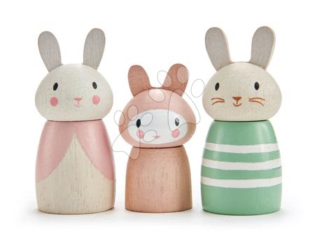 Dřevěné domky pro panenky - Dřevěná zaječí rodinka Bunny Tales Tender Leaf Toys