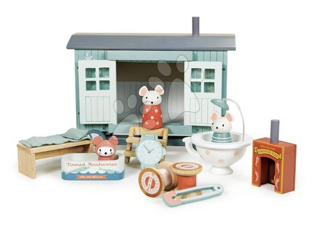 Drevené domčeky pre bábiky - Drevená chatka pre myšičky Secret Meadow Shepherds Hut Tender Leaf Toys