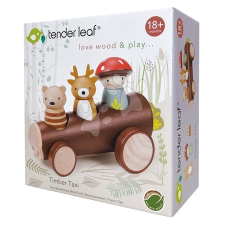 Drevené autá - Drevený lesný taxík Timber Taxi Tender Leaf Toys_1
