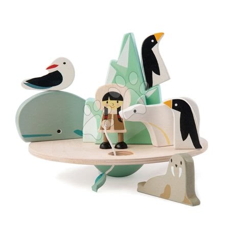 Drevené náučné hry - Drevená polárna kryha so zvieratkami Balancing Polar Circle Tender Leaf Toys