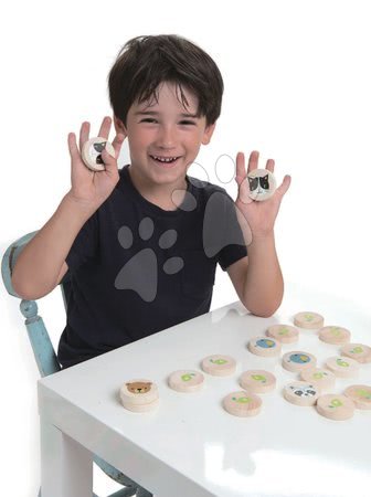 Hračky pro miminka Tender Leaf Toys - Dřevěné pexeso Clever Cat Memory Tender Leaf Toys 20 kroužků s 10 zvířátky od 18 měsíců_1