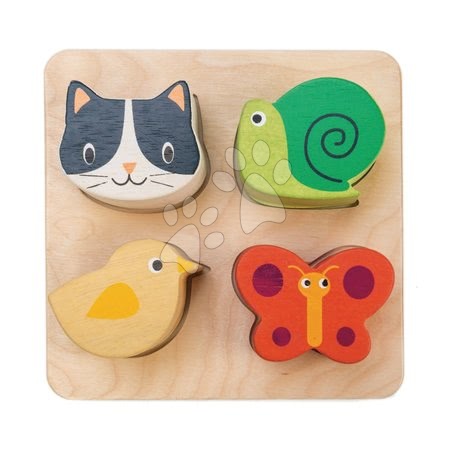 Jucării din lemn  - Forme de animal din lemn Touch Sensory Tray Tender Leaf Toys