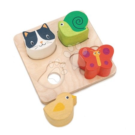 Hračky pro miminka Tender Leaf Toys - Dřevěné tvary zvířátka Touch Sensory Tray Tender Leaf Toys na podložce 4 druhy od 18 měsíců_1