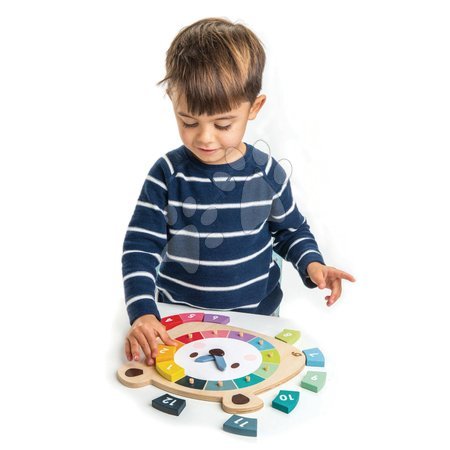 Lesene igrače - Lesena ura z medvedkom Bear Colour Clock Tender Leaf Toys_1