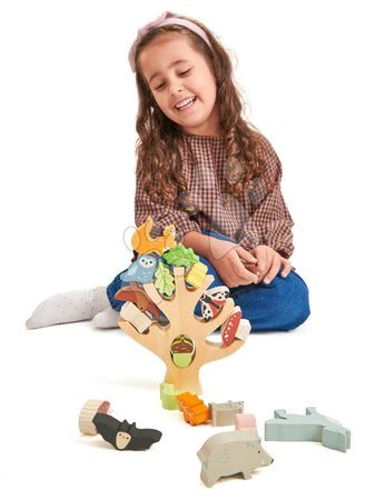 Hračky pro miminka Tender Leaf Toys - Dřevěný strom s rovnováhou Stacking Forest Tender Leaf Toys s 19 zvířátky a lesními plody od 18 měsíců_1