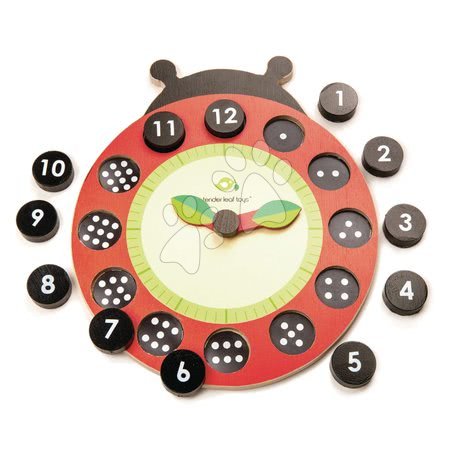  - Drewniane magnetyczne zegary z linką Ladybug Teaching Clock Tender Leaf Toys