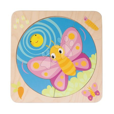 Jucării din lemn  - Puzzle din lemn dezvoltarea fluturelui Butterfly Life 4în1 Tender Leaf Toys