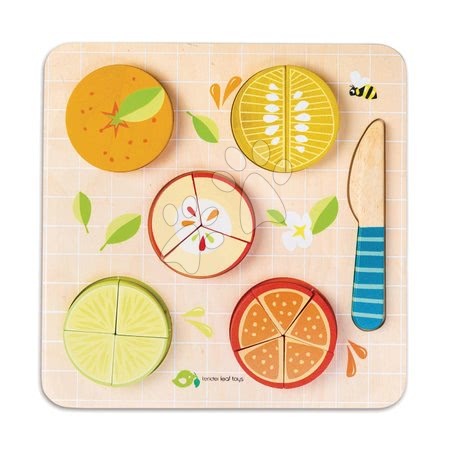 Jucării pentru copilași de la 1 la 2 ani - Puzzle din lemn fructe Citrus Fractions Tender Leaf Toys