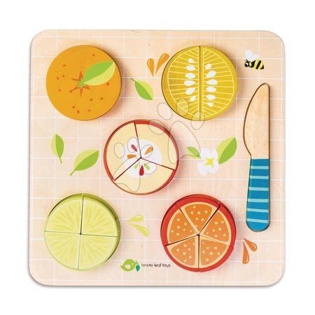 Dřevěné naučné hry - Dřevěné puzzle ovoce Citrus Fractions Tender Leaf Toys