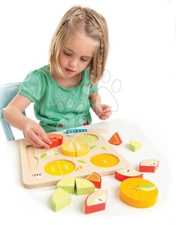 Igračke za djecu od 1 do 2 godine - Drvena slagalica s motivima voća Citrus Fractions Tender Leaf Toys_1