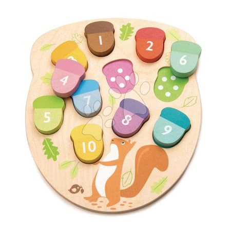 Hračky pro miminka Tender Leaf Toys - Dřevěný žalud How Many Acorns? Tender Leaf Toys 10 dílů tečkovaných žaludů od 18 měsíců
