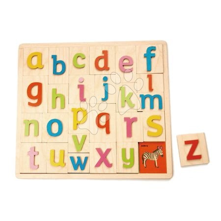 Jocuri educative din lemn - Abecedar din lemn cu imagini Alphabet Pictures Tender Leaf Toys