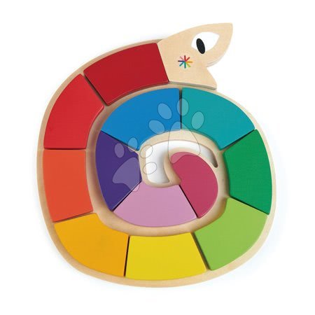 Dřevěné naučné hry - Dřevěný stočený had Colour Me Happy Tender Leaf Toys