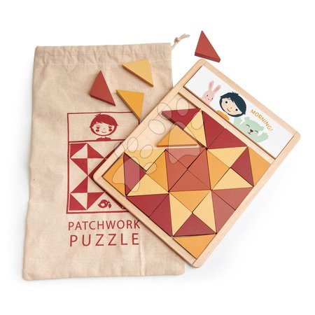 Dřevěné naučné hry - Dřevěná mozaika Patchwork Quilt Puzzle Tender Leaf Toys