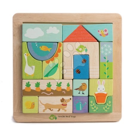 Hračky pro miminka Tender Leaf Toys - Dřevěné puzzle na zahradě Garden Patch Puzzle Tender Leaf Toys v rámu s malovanými obrázky od 18 měsíců